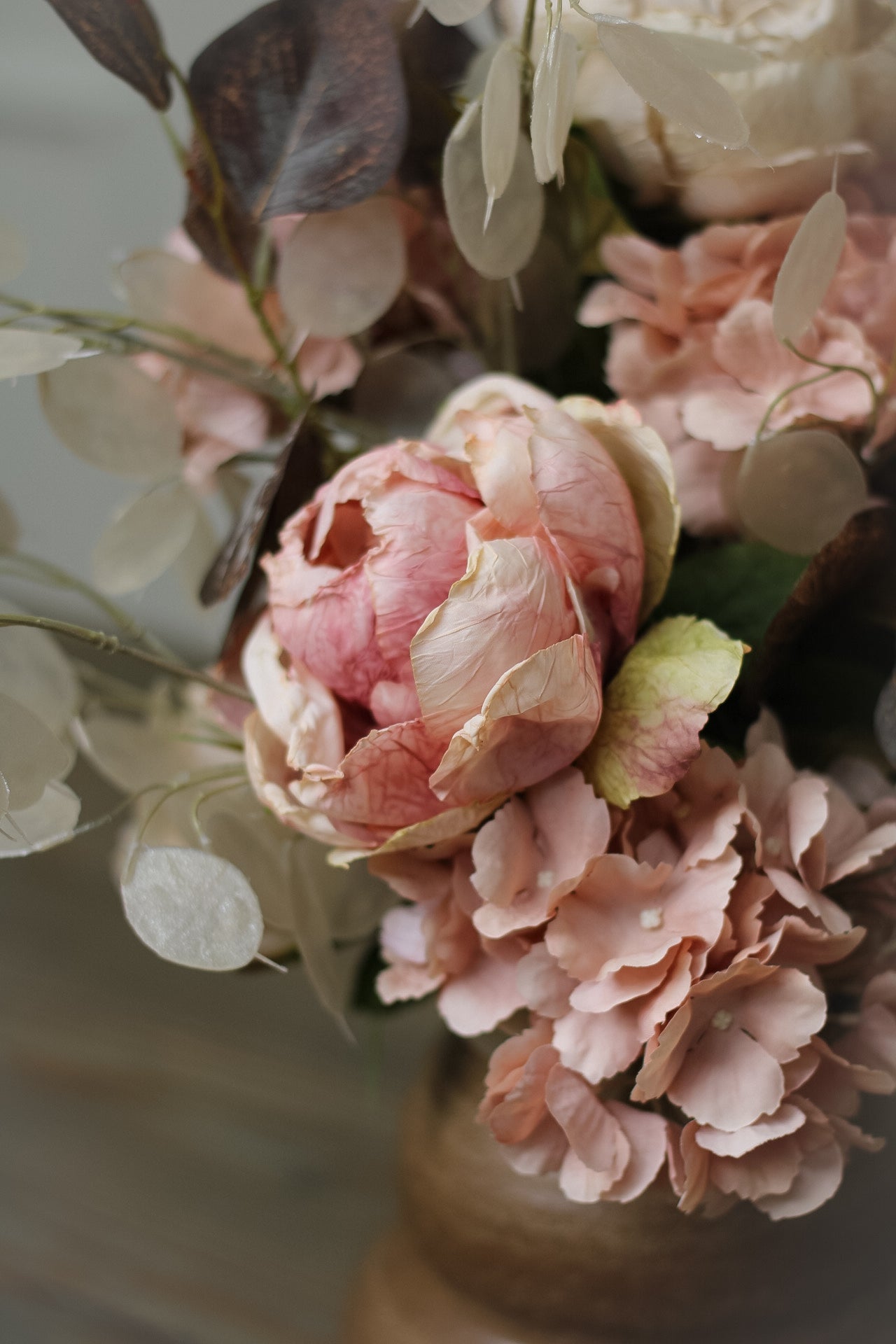 Faux Blush Hydrangea and Peony Arrangement