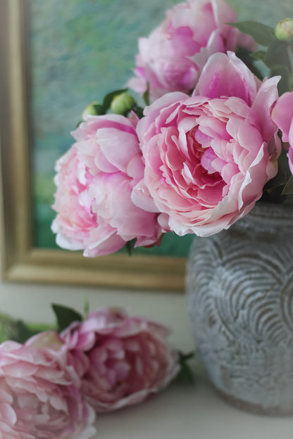 Faux Classic Pink Peony Stem