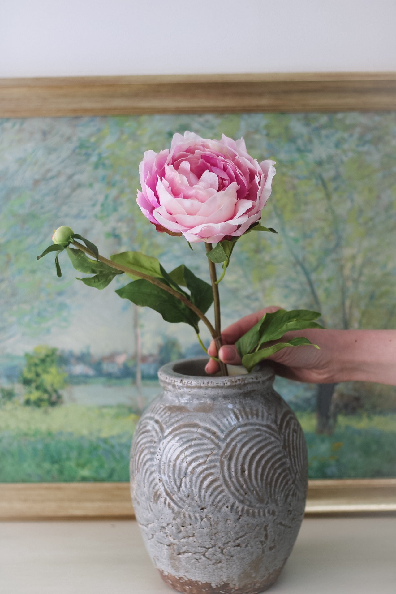 Faux Classic Pink Peony Stem