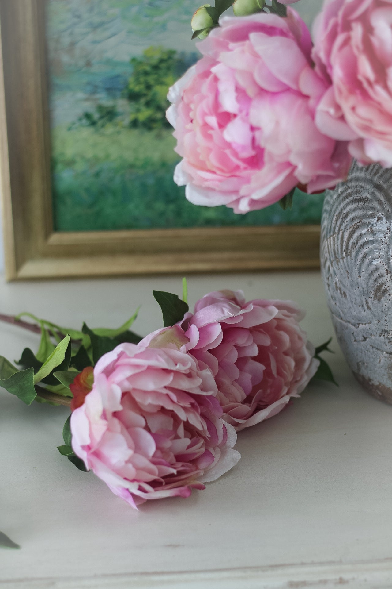 Faux Classic Pink Peony Stem