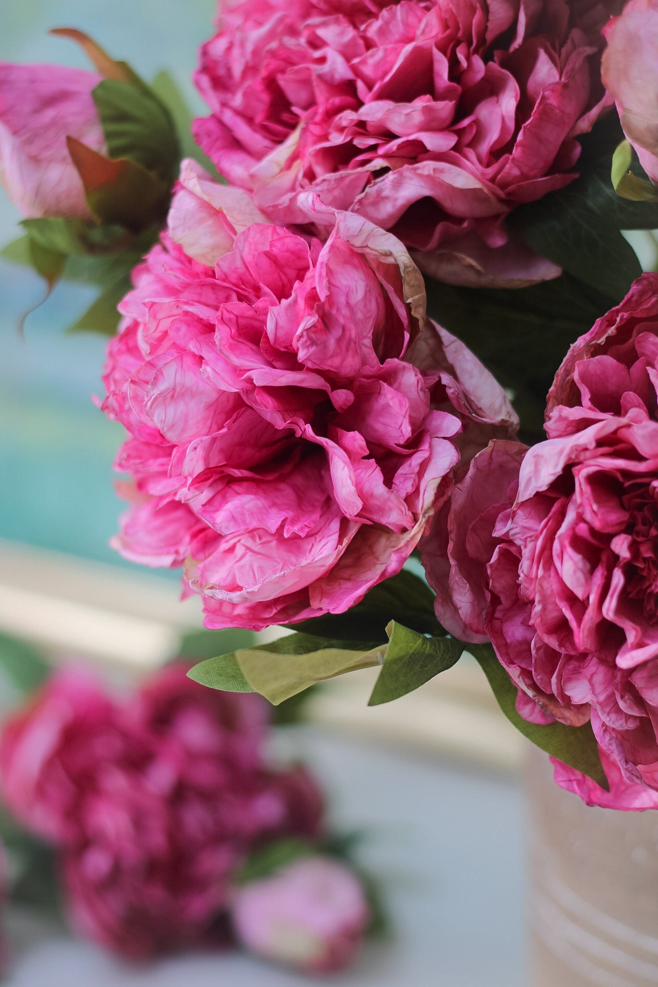 faux spring pink dried touch peony