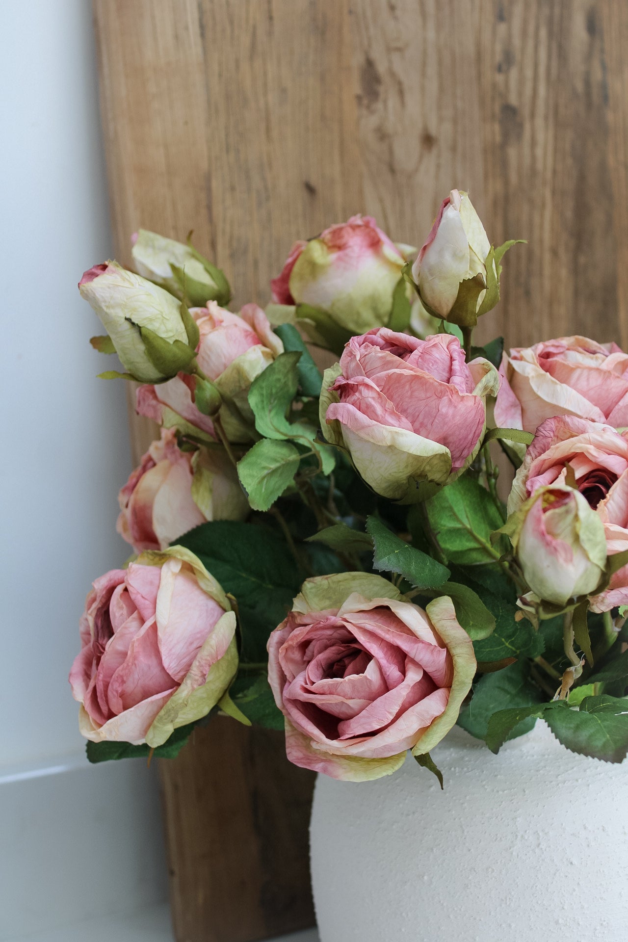 Faux Dried Soft Pink Rose Spray