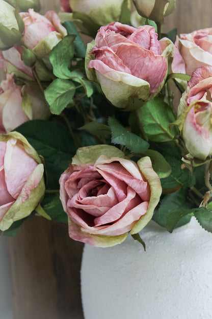 Faux Dried Soft Pink Rose Spray