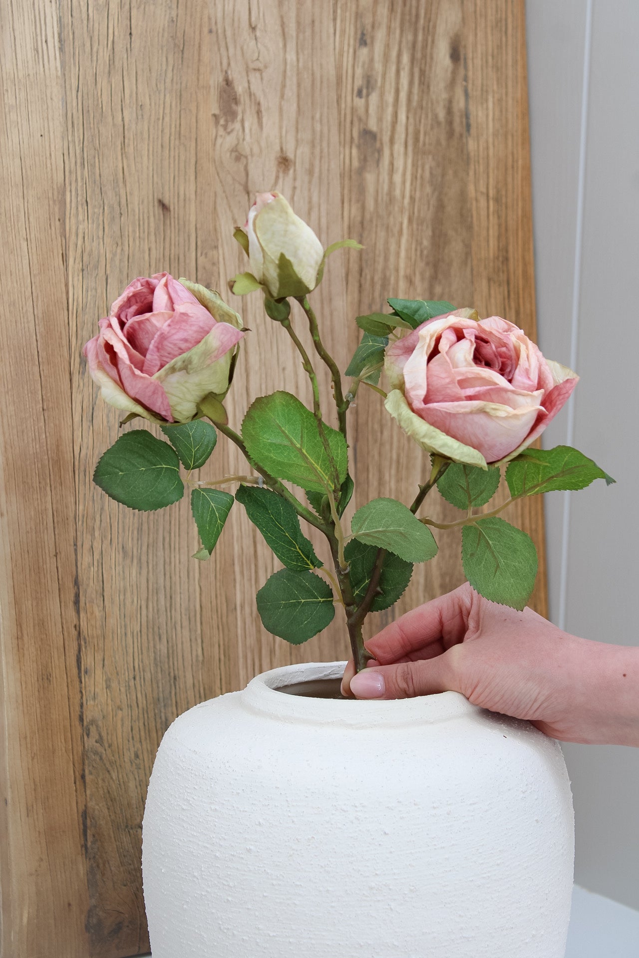 Faux Dried Soft Pink Rose Spray