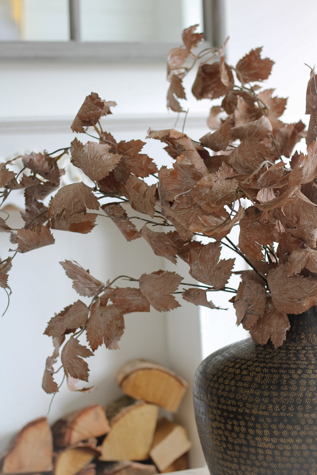 up close of faux autumn foliage