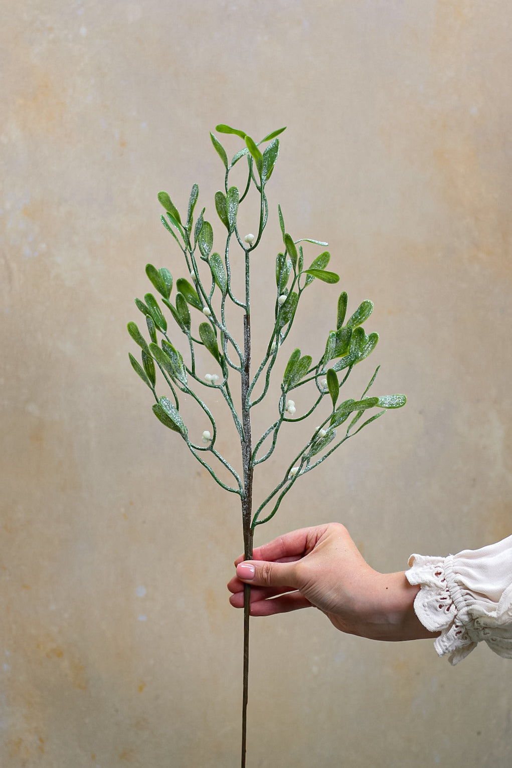 Faux Frosted Mistletoe Stem