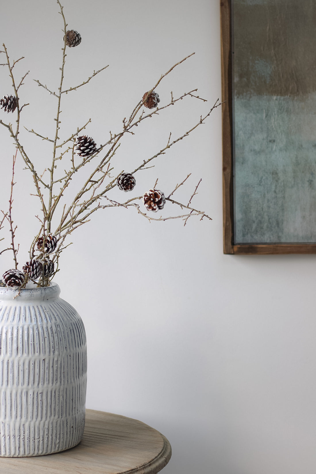 Faux Frosted Pine Cone Branch