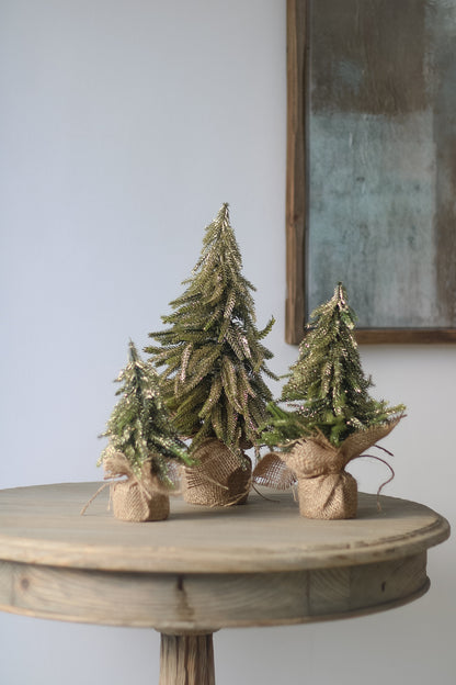 Faux Gold Glitter Table Top Pine Tree