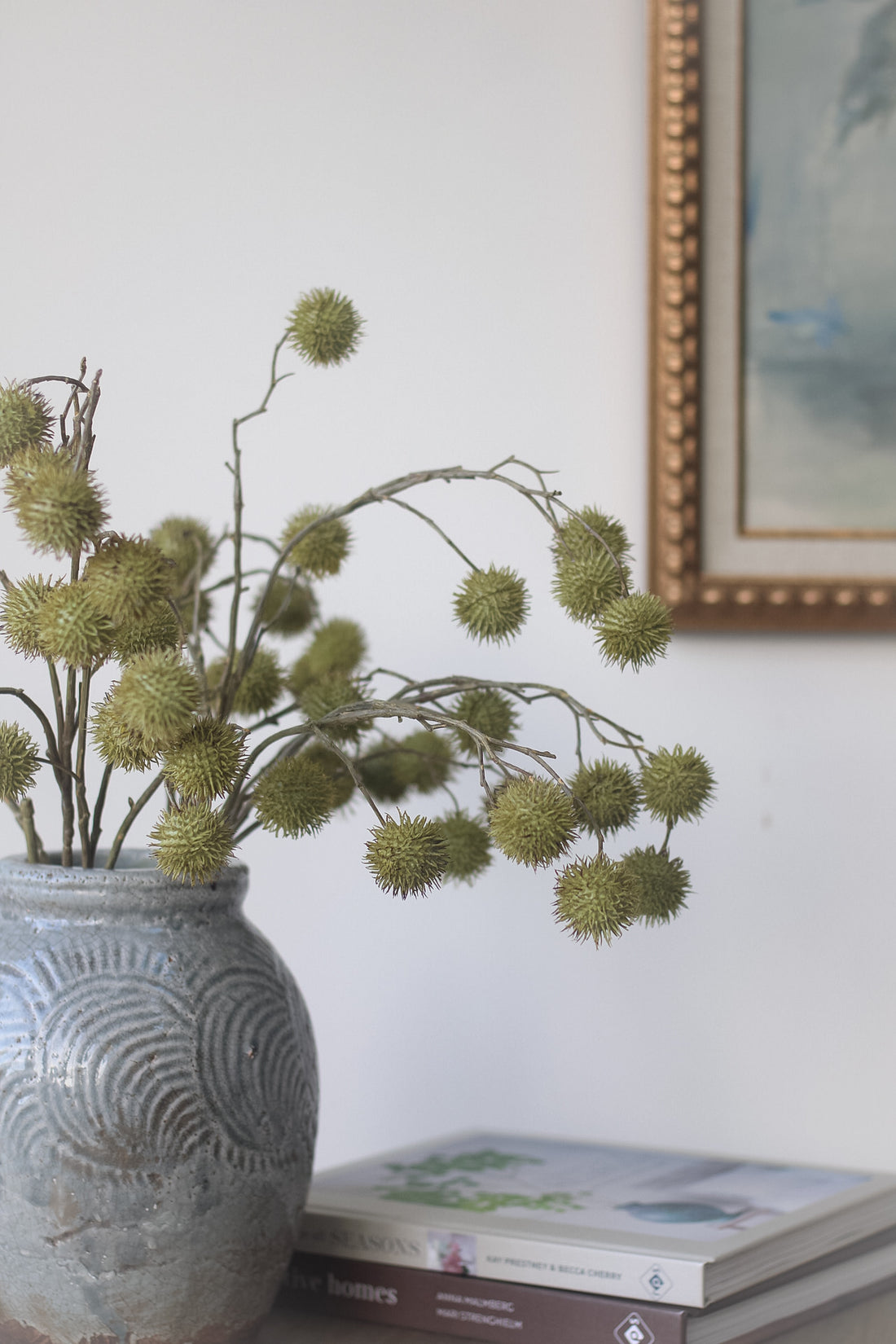 Faux Green Echinops Spray