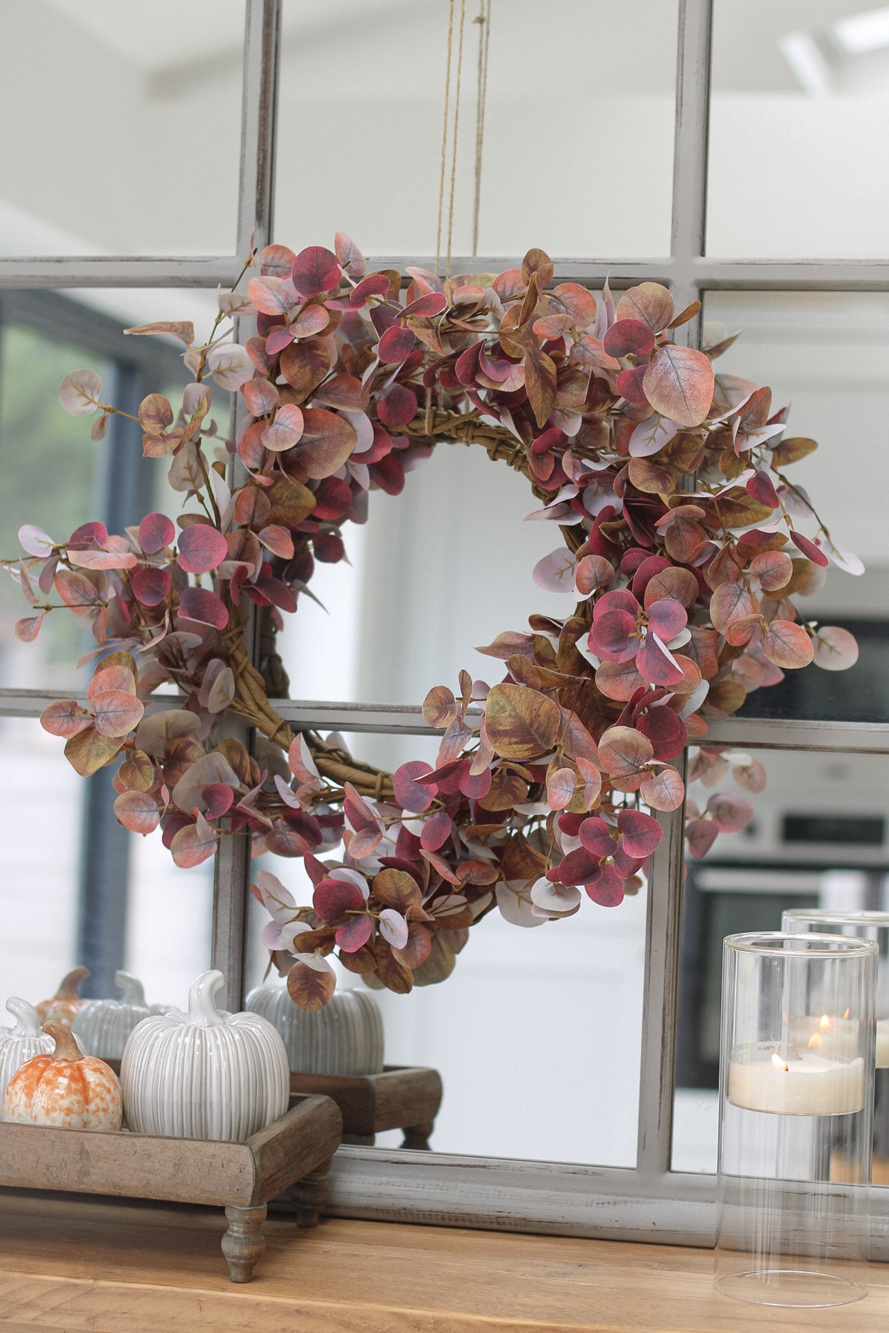 Faux Mulberry Autumn Foliage Wreath