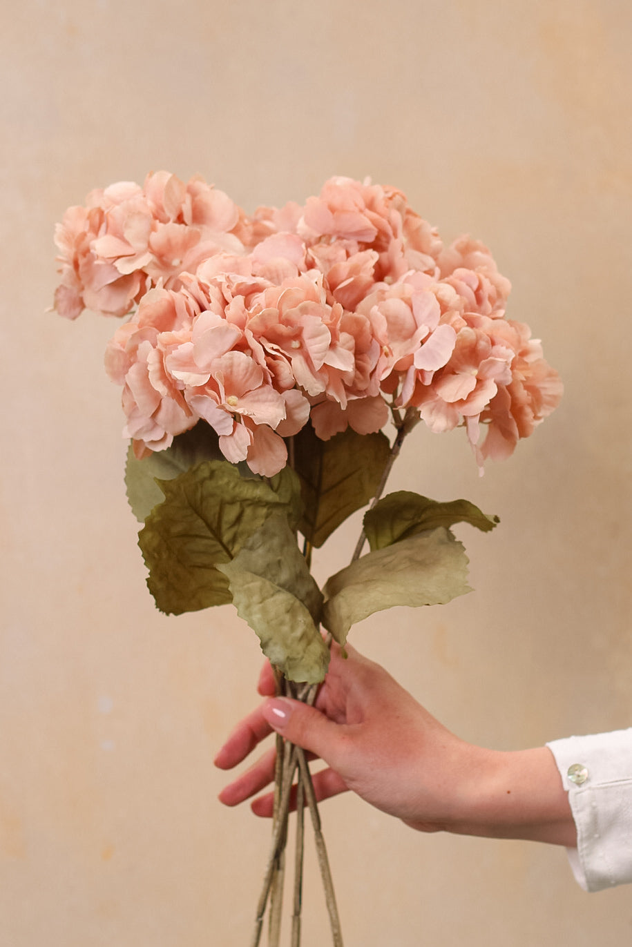 Faux Muted Blush Hydrangea Stem