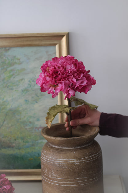 Faux Pink Dried Ruffle Hydrangea