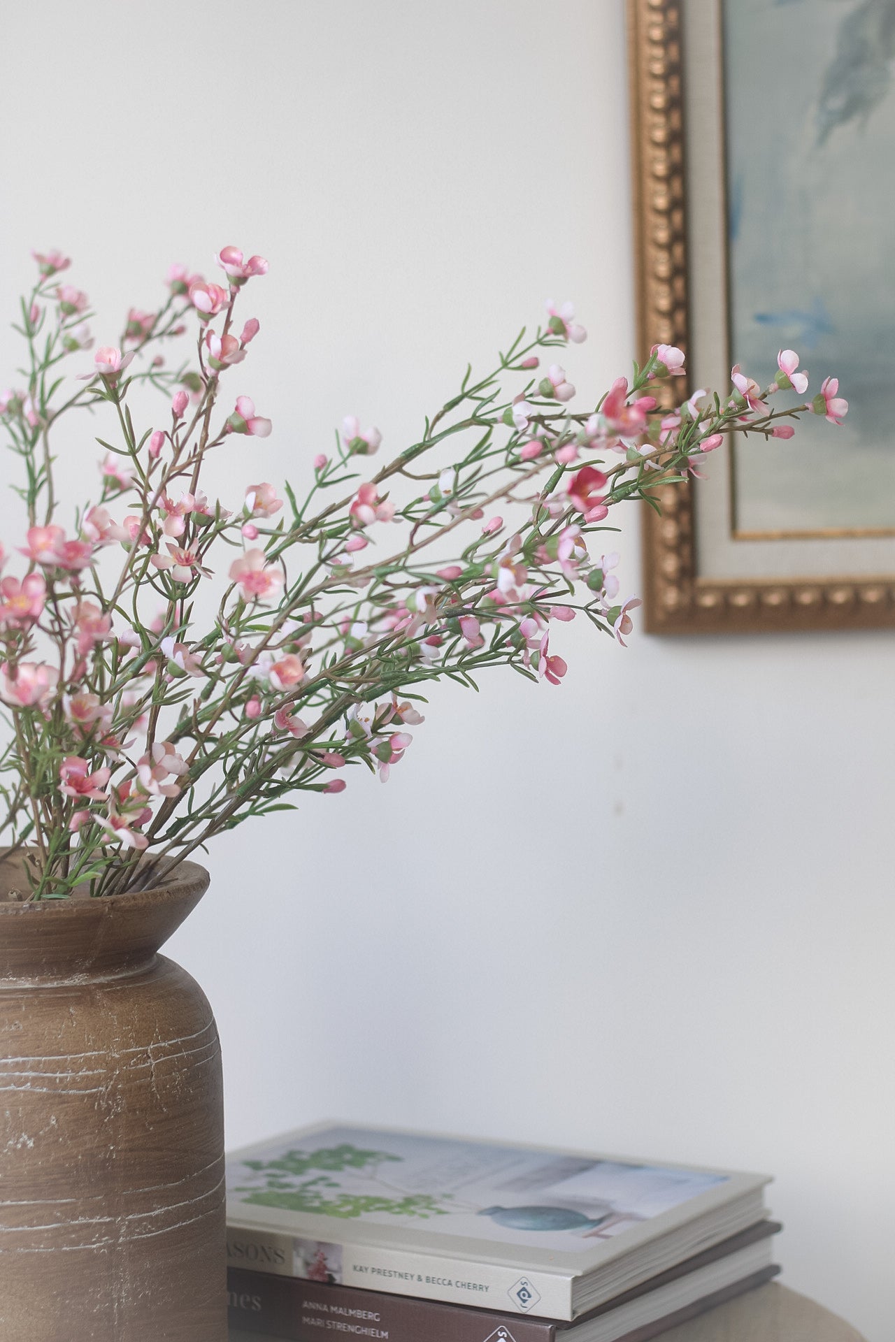 Faux Pink Wax Flower Stem