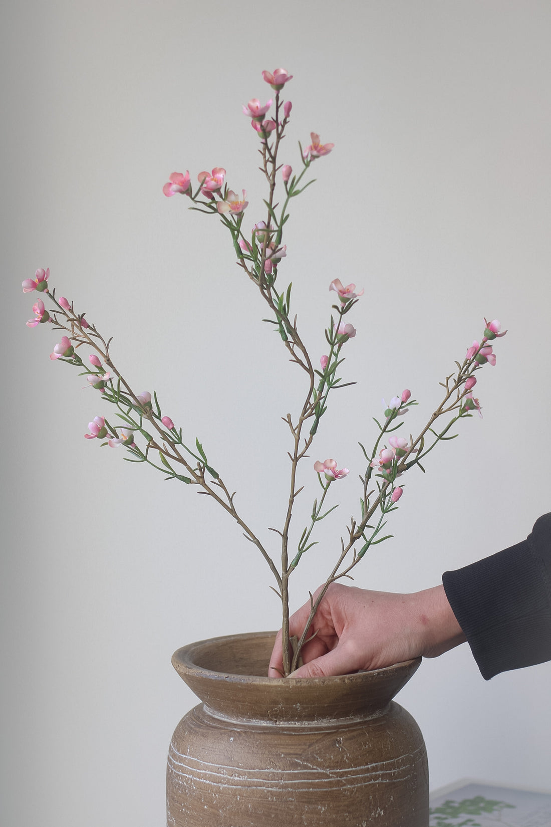 Faux Pink Wax Flower Stem