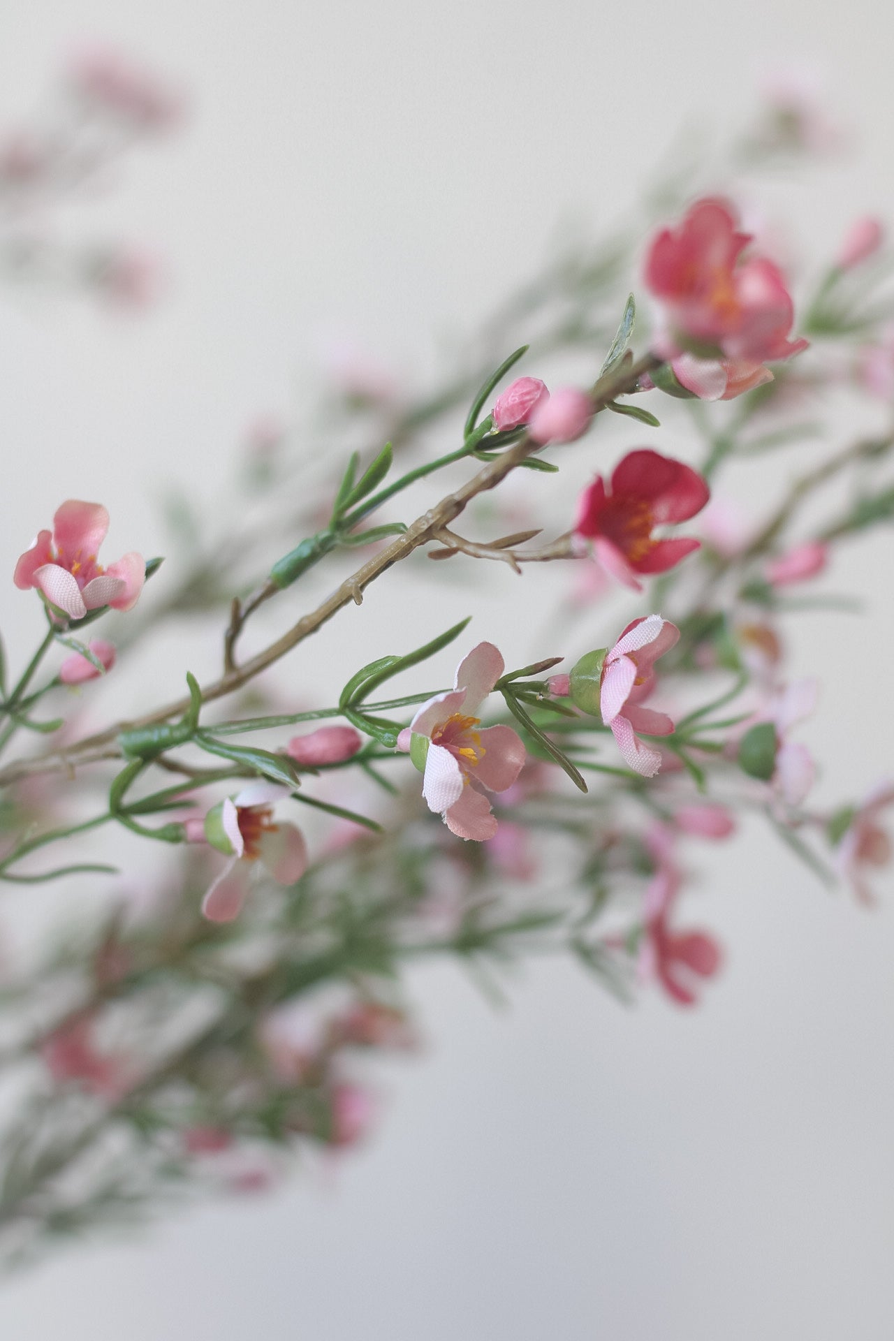 Faux Pink Wax Flower Stem