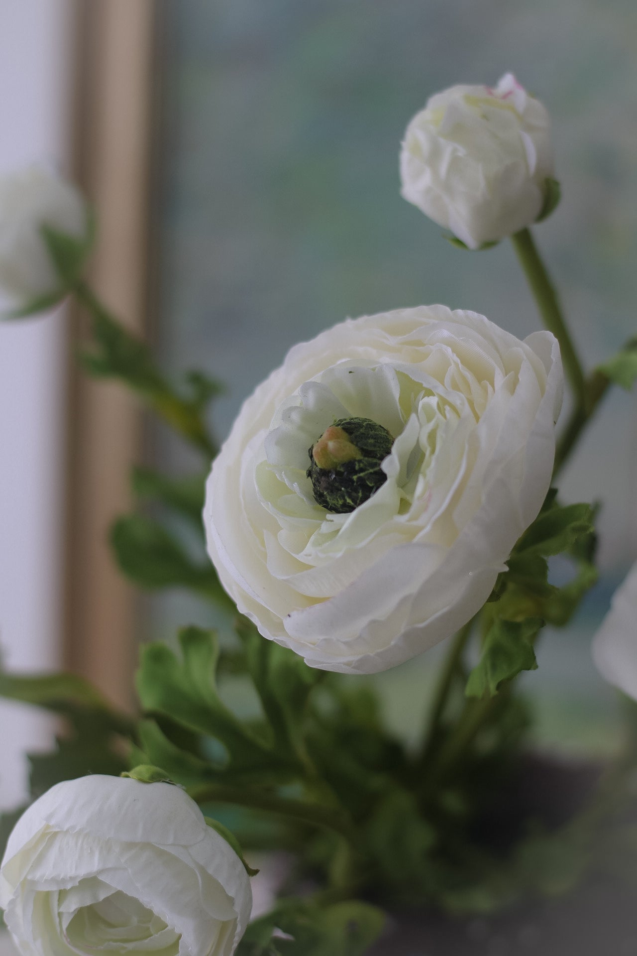 Faux Real Feel White Ranunculus