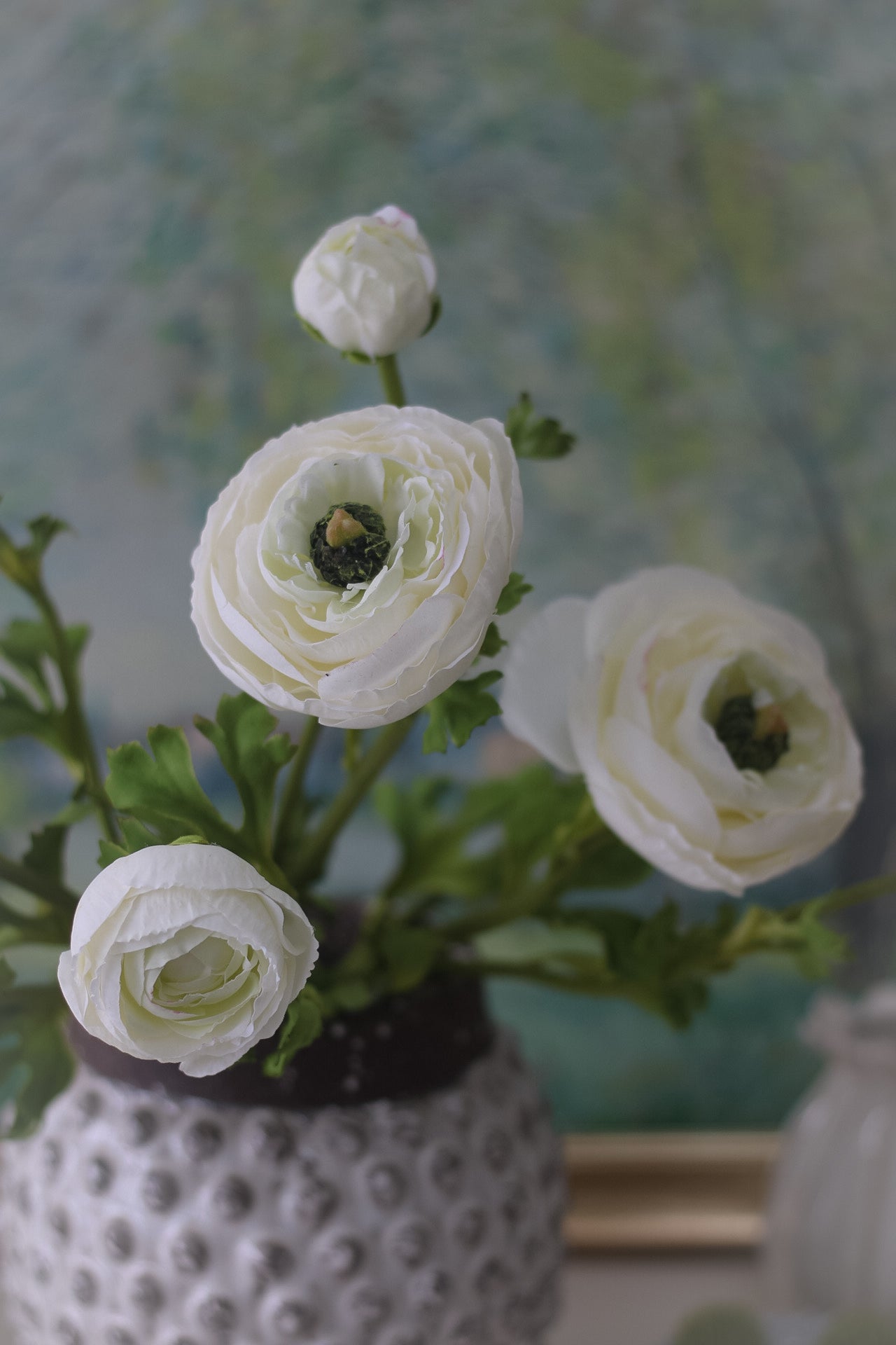 Faux Real Feel White Ranunculus