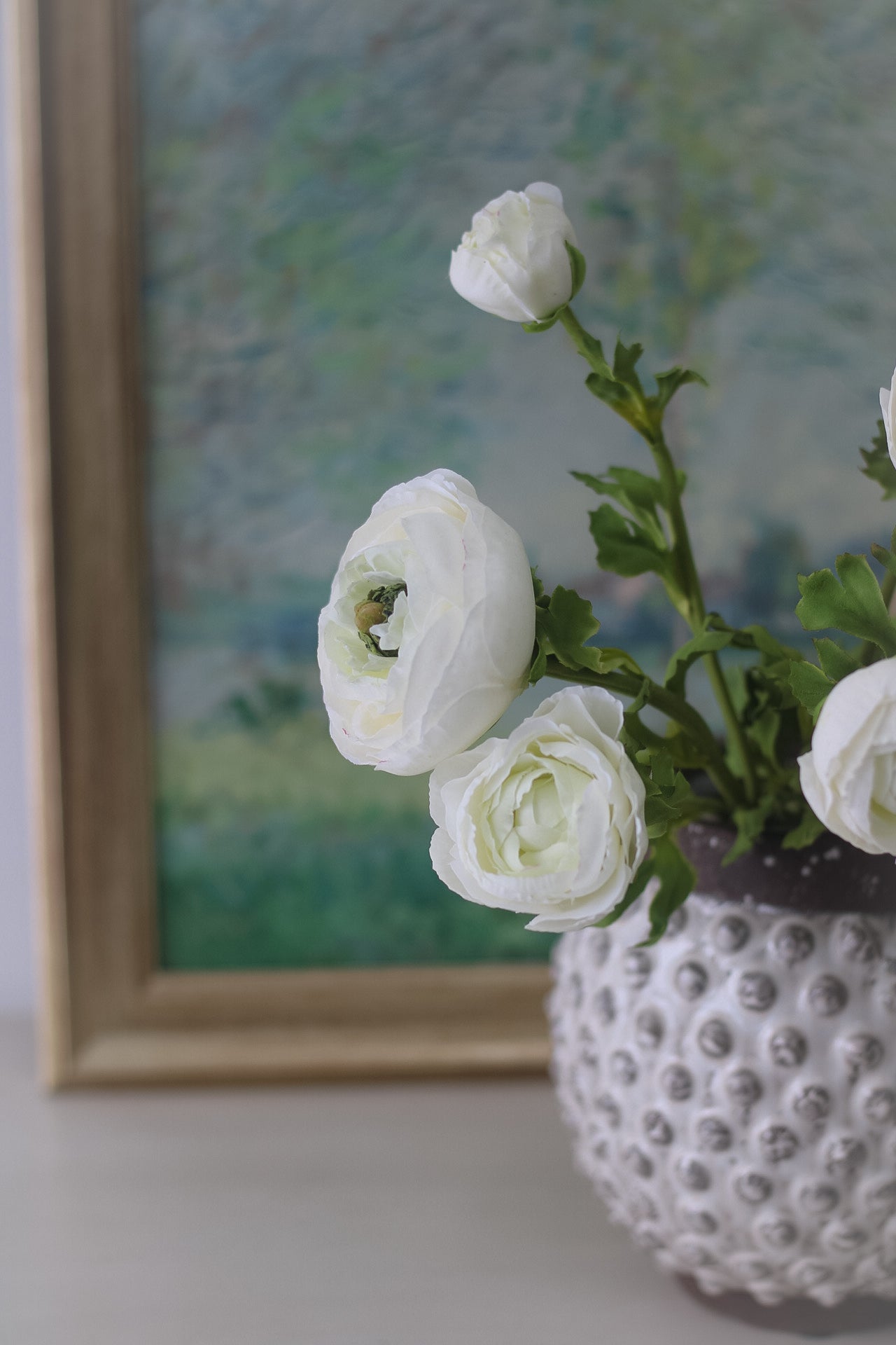 Faux Real Feel White Ranunculus