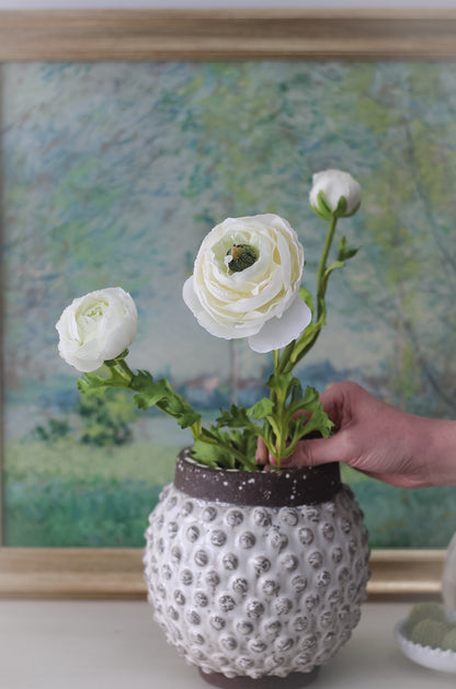 Faux Real Feel White Ranunculus