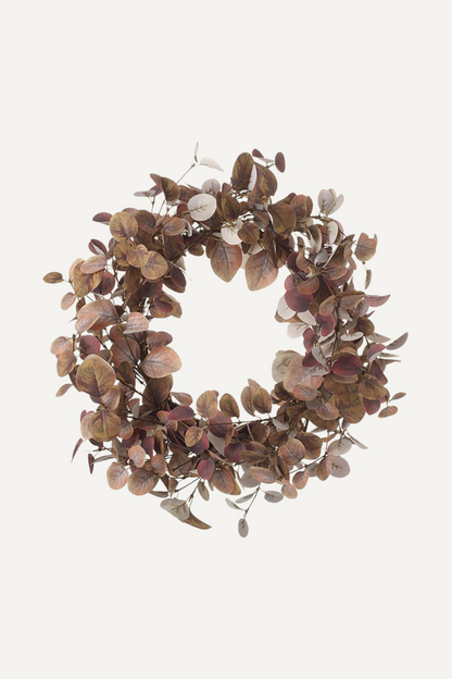 Faux Rich Mulberry Toned Foliage Autum Wreath