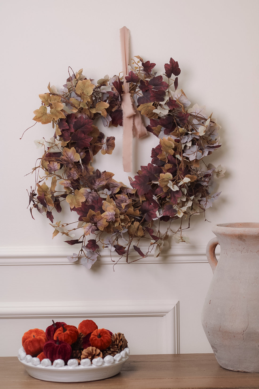 Faux Rustic Autumn Leaves Wreath