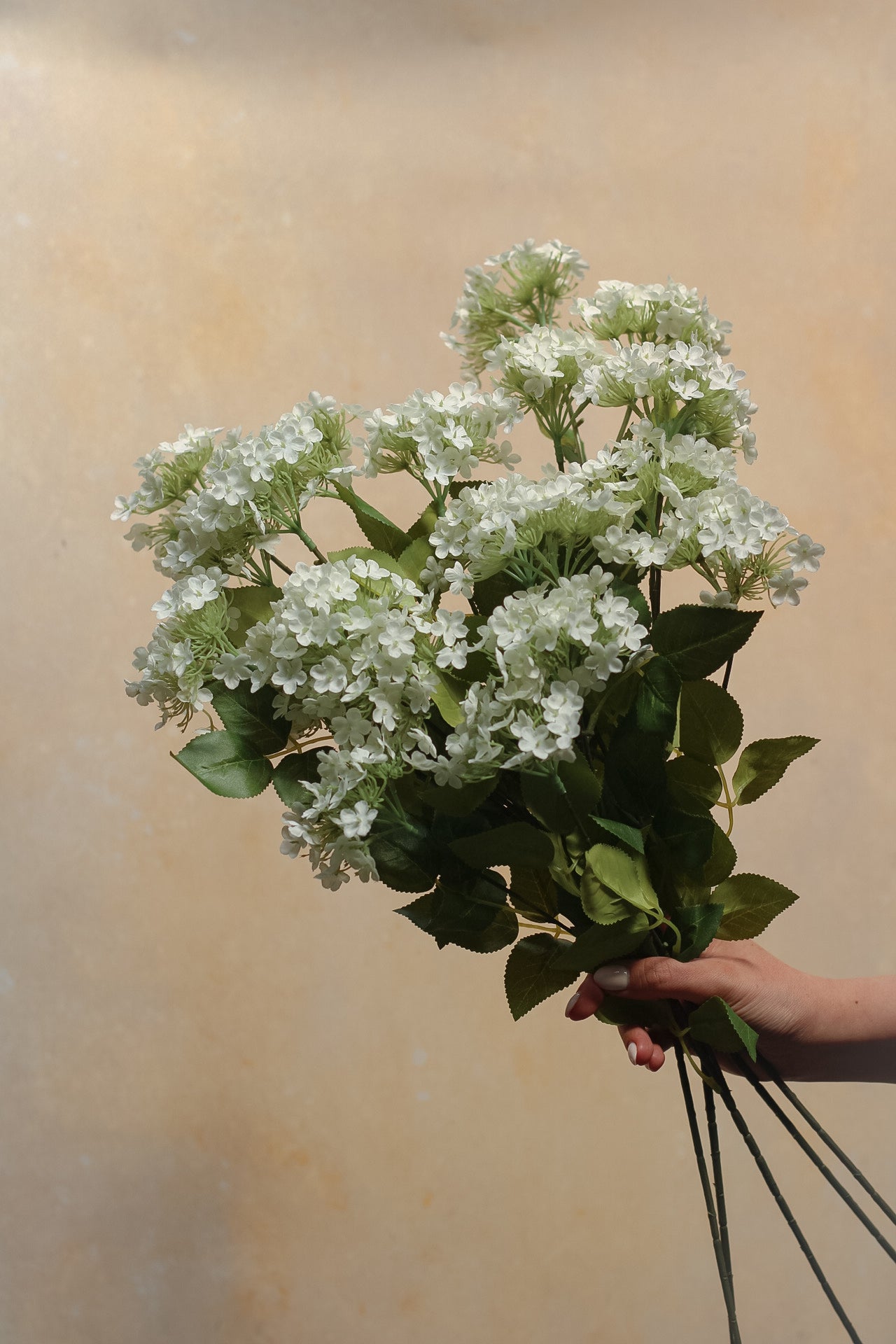 Faux White Budding Hydrangea Spray