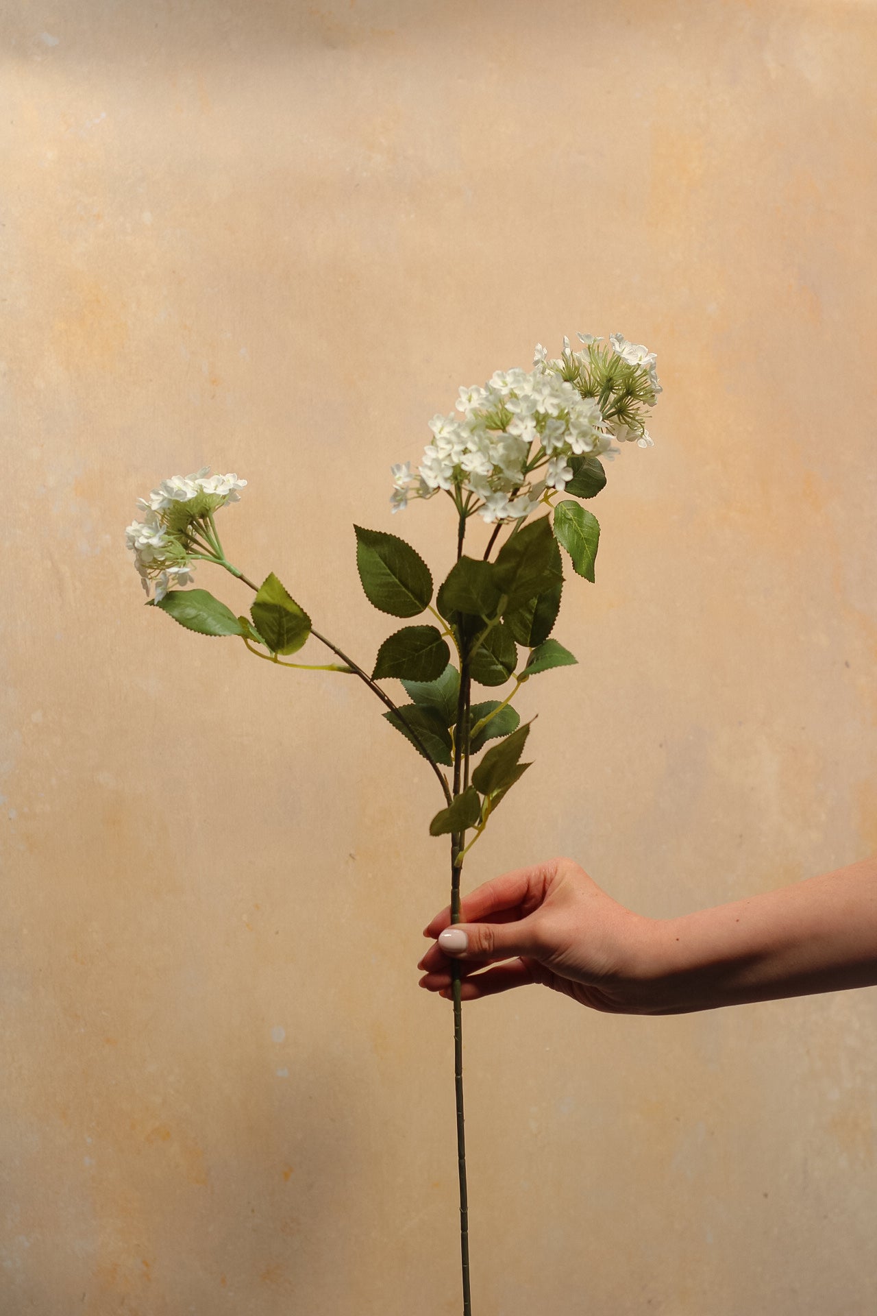 Faux White Budding Hydrangea Spray