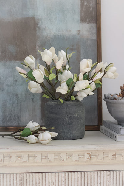 Faux White Magnolia Stem for elegant home decor