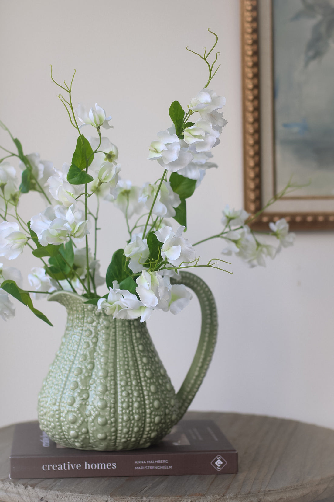 Faux White Sweetpea Stem