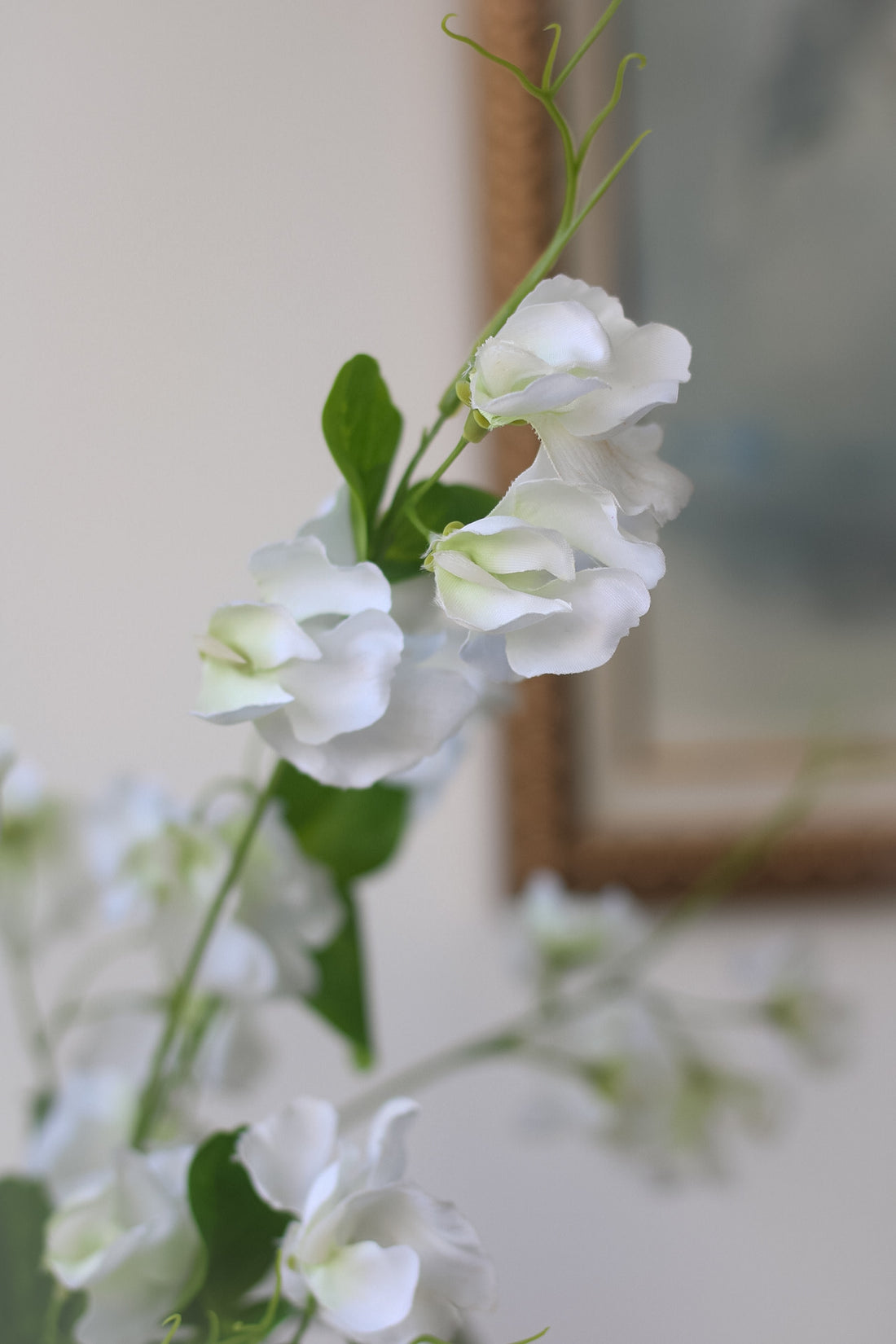 Faux White Sweetpea Stem