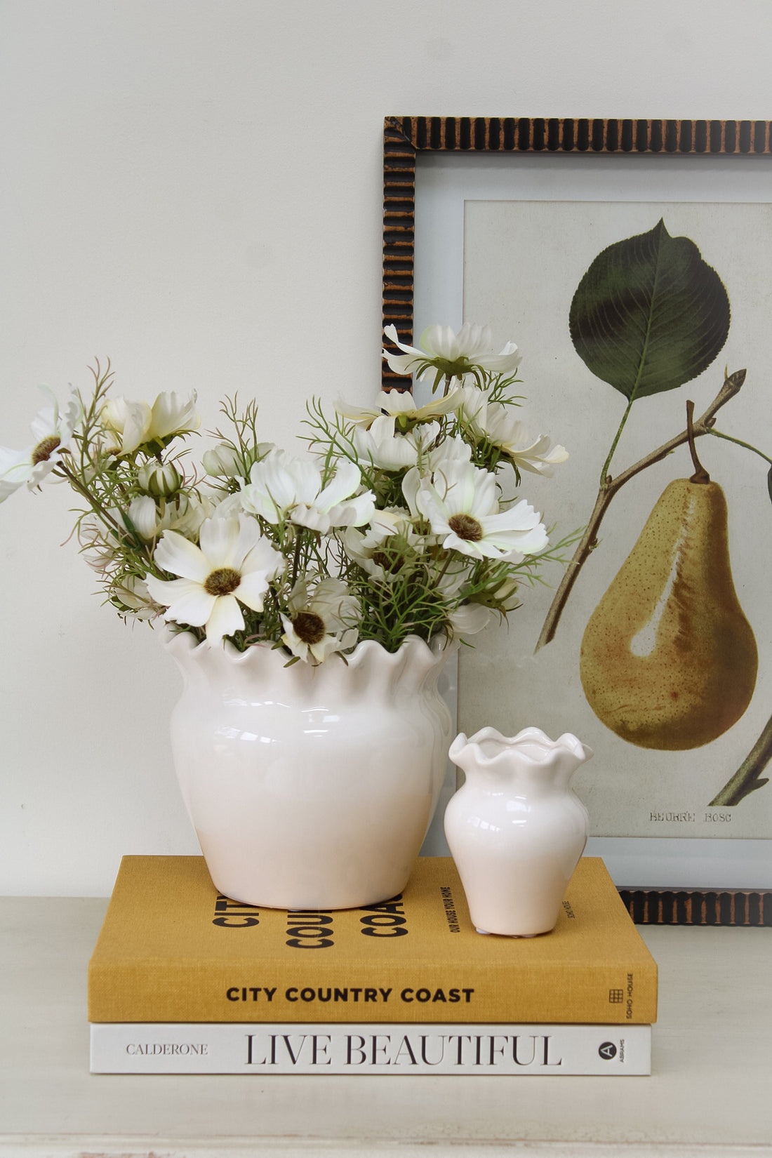 Frilly White Ceramic Glazed Vase