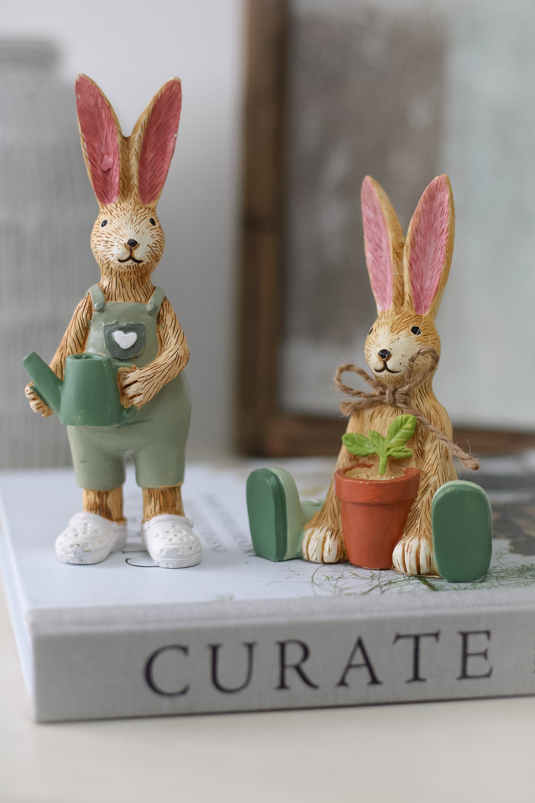 Gardening Rabbit Ornament for spring decor