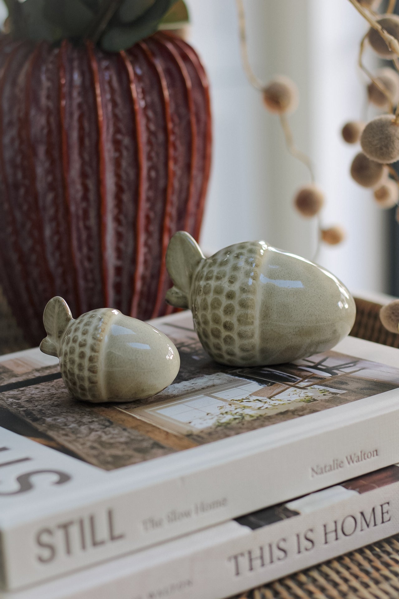 Glazed Ceramic Acorns | Set of 2