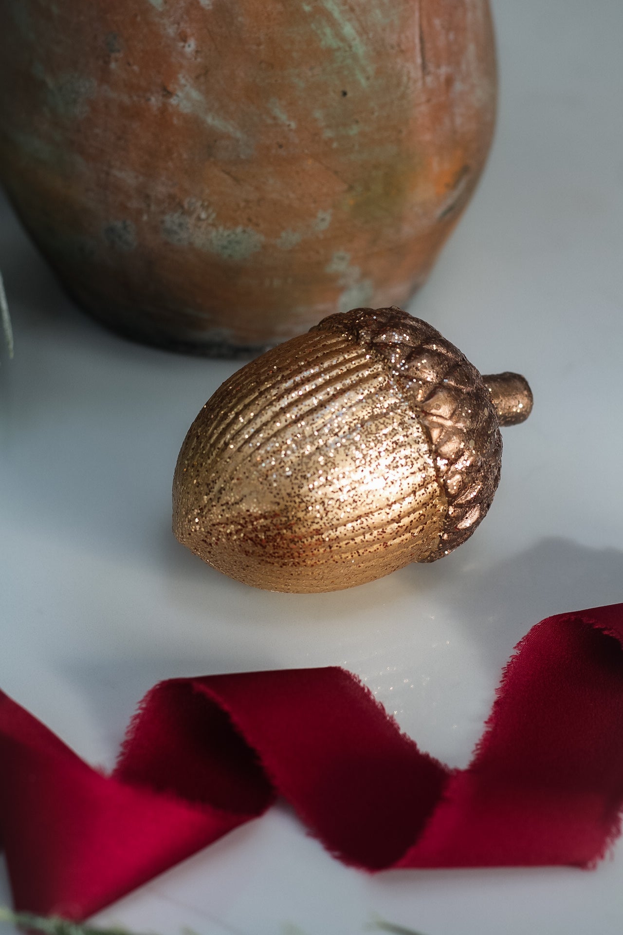 Gold Glitter Acorn Ornament