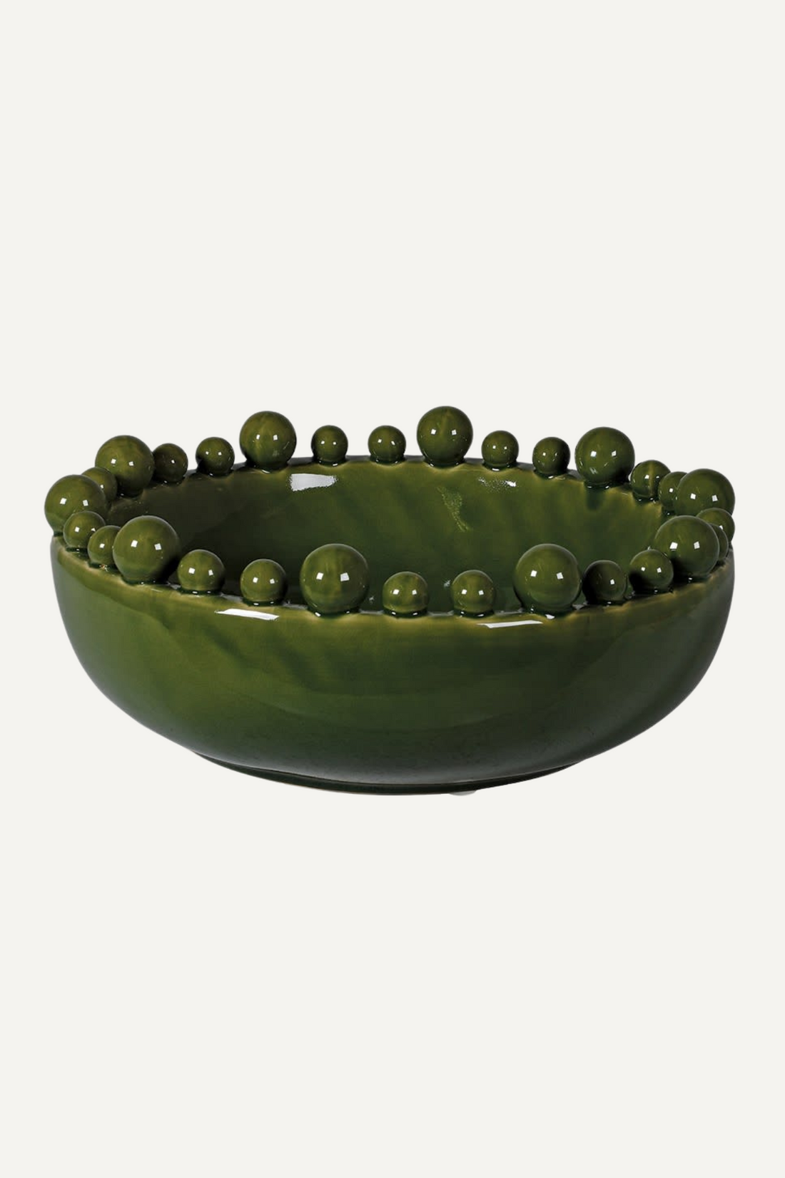 Green bobble edged ceramic bowl