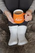 Hello Autumn Orange Ceramic Mug with Socks