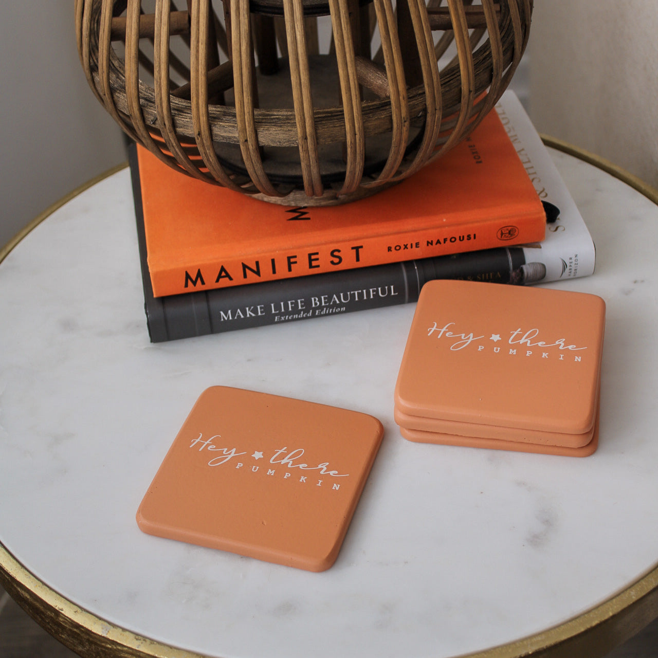 orange ceramic autumn coasters