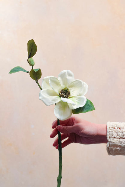 Faux Cream Magnolia Stem