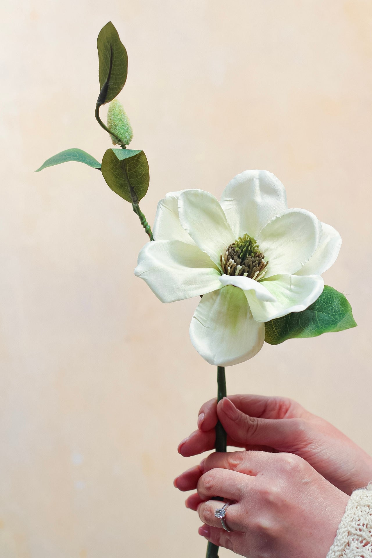 Faux Cream Magnolia Stem