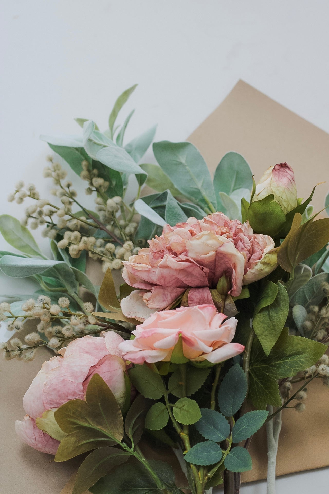 Faux Pale Blush Mimosa Arrangement