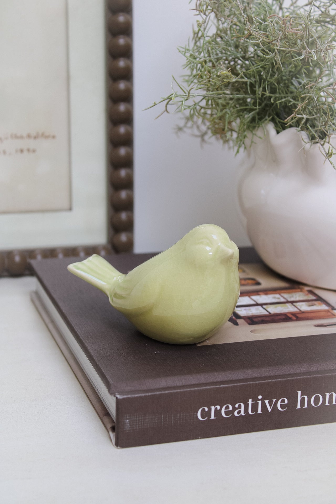 Light Green Ceramic Spring Bird Ornament