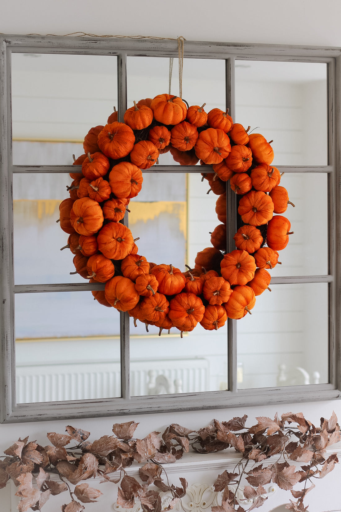 Luxury Orange Velvet Pumpkins Wreath