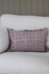 Mauve Cotton Block Fringed Cushion