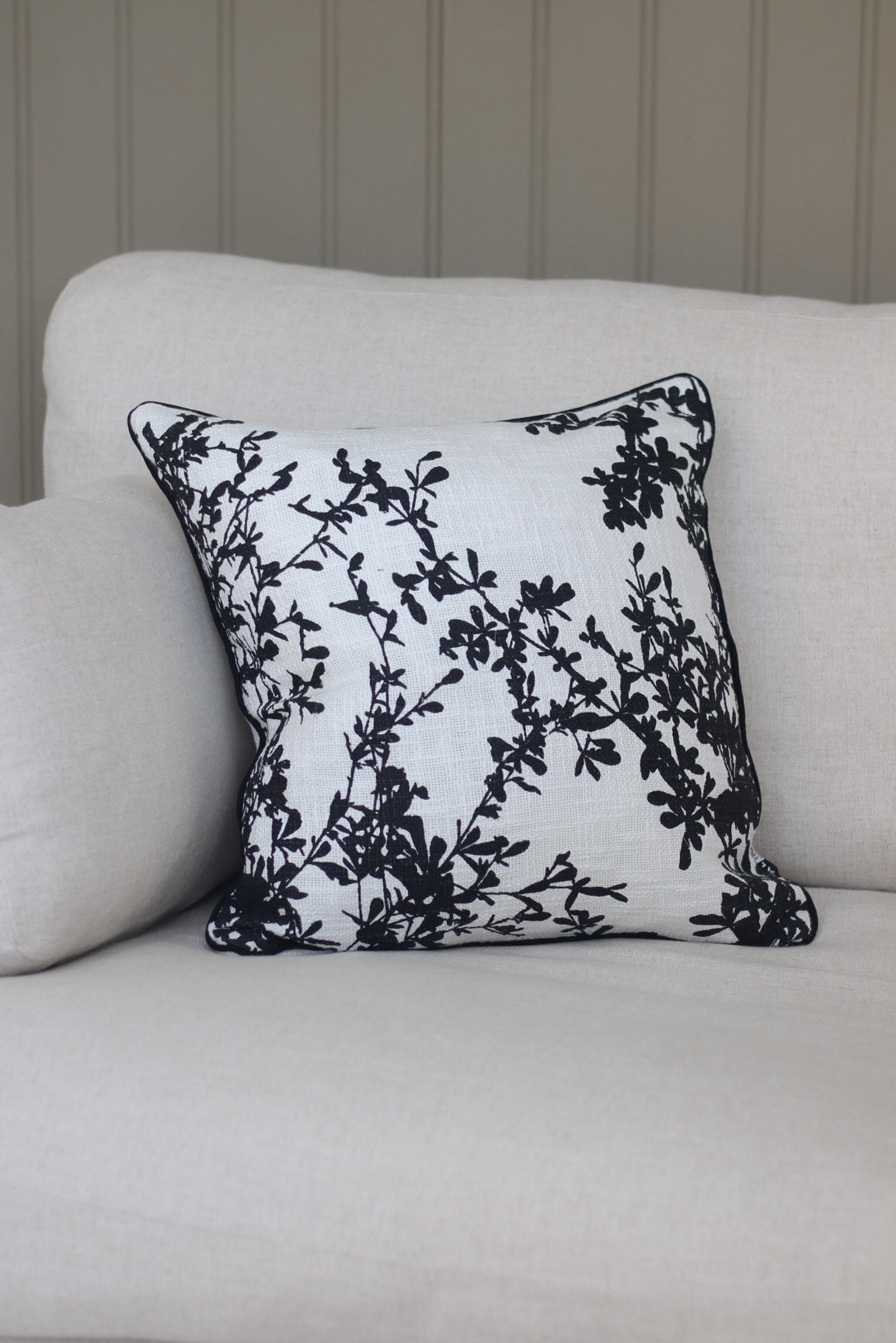 Monochrome Floral Cushion for home decor