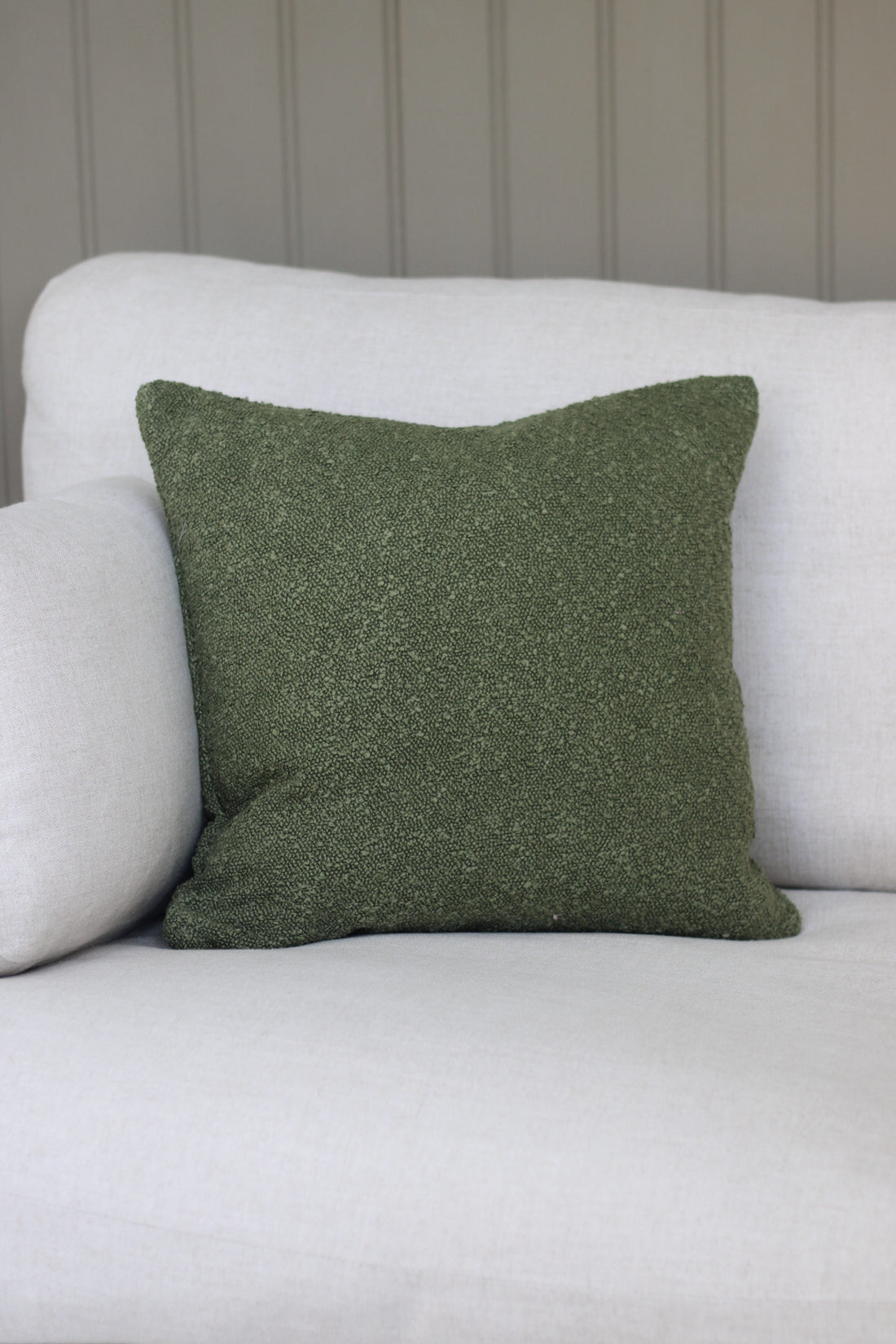 Moss Green Boucle Cushion for cosy home decor