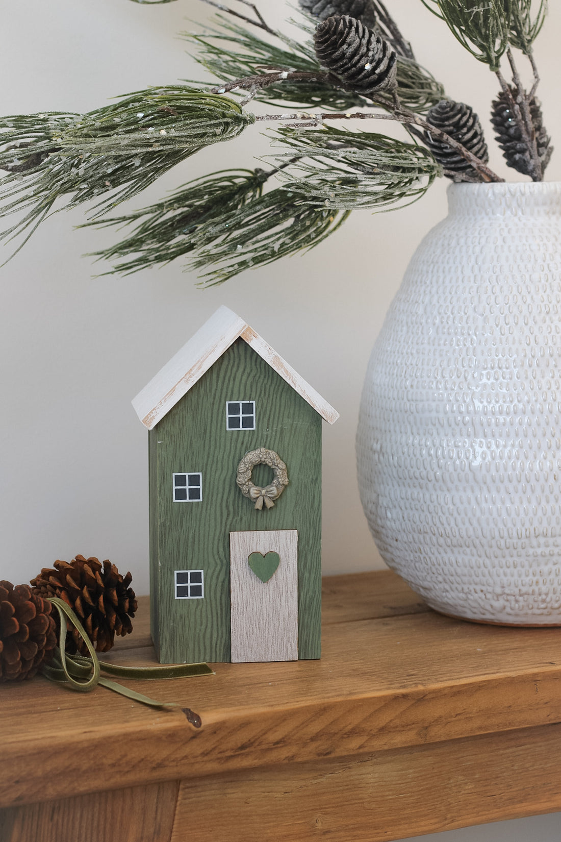 Moss Green Wooden Christmas House