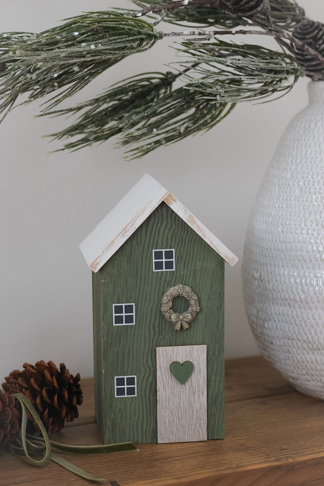 Moss Green Wooden Christmas House