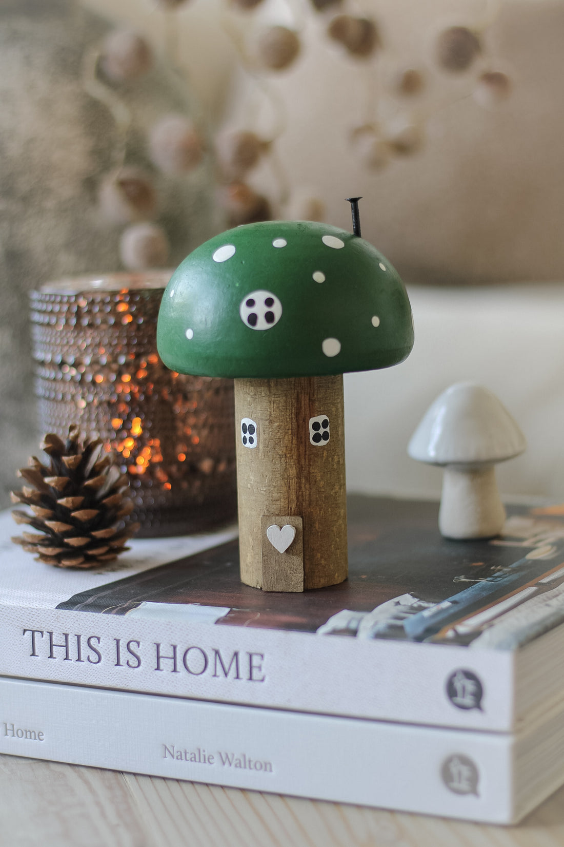 Moss Green Wooden Mushroom House