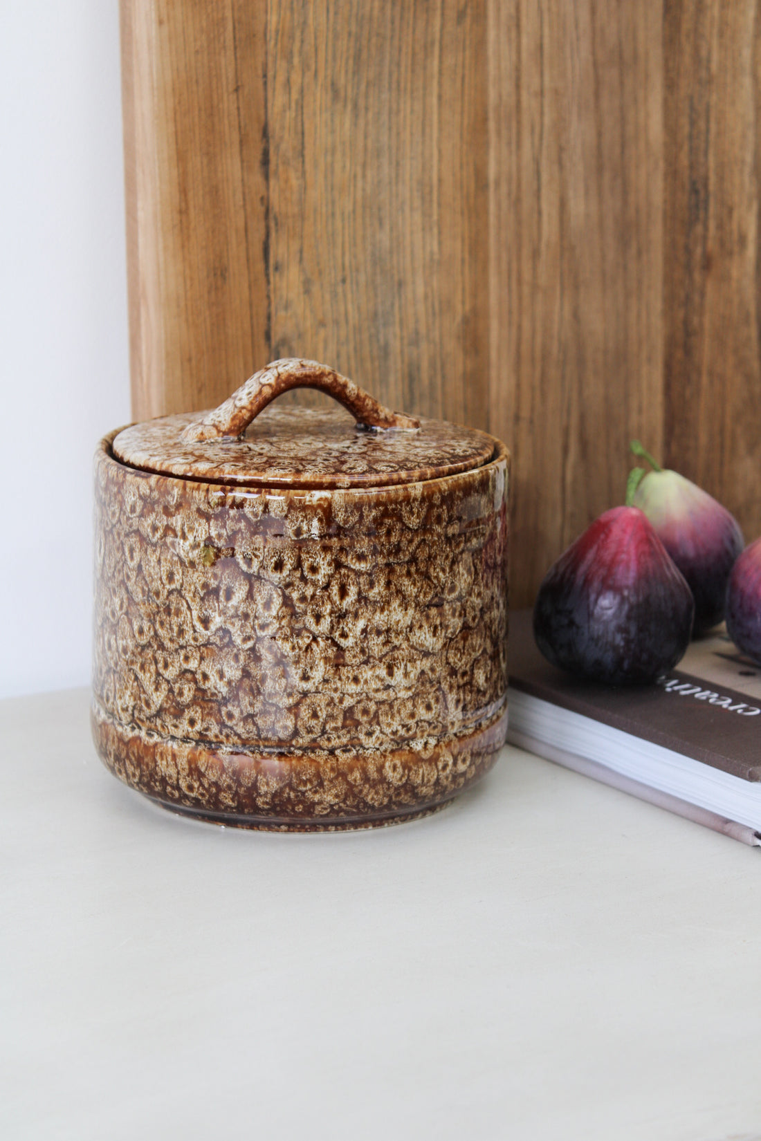 Mottled Brown Ceramic Lidded Jar