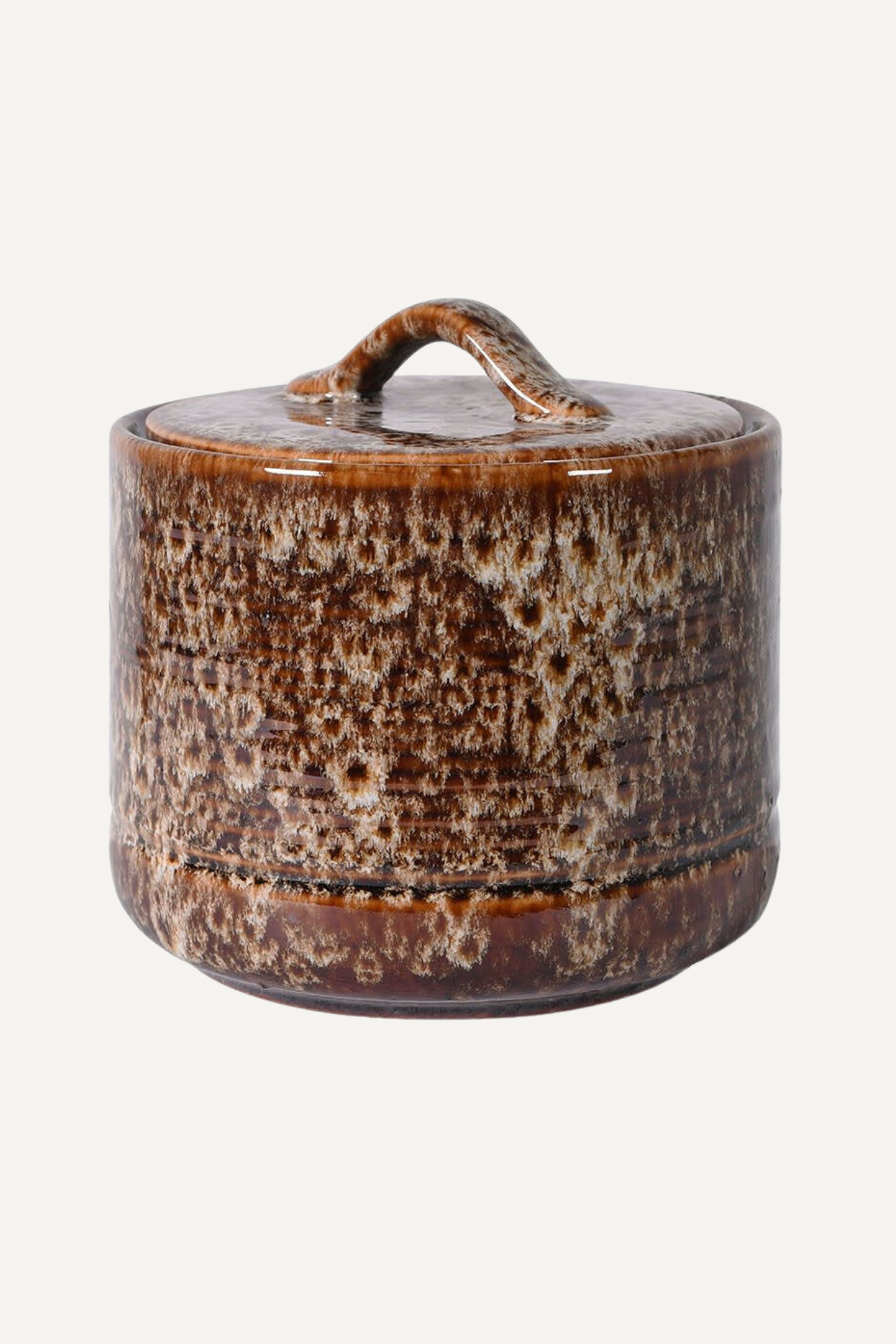 Mottled Brown Ceramic Lidded Jar